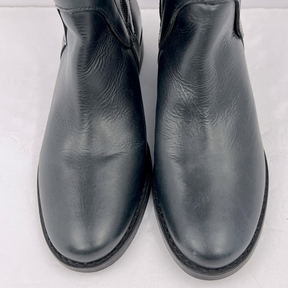 STEVEN BY STEVE MADDEN, LEATHER ZIPPER KNEE HIGH RIDING BOOTS, BLACK SIZE 6W - Picture 7 of 13